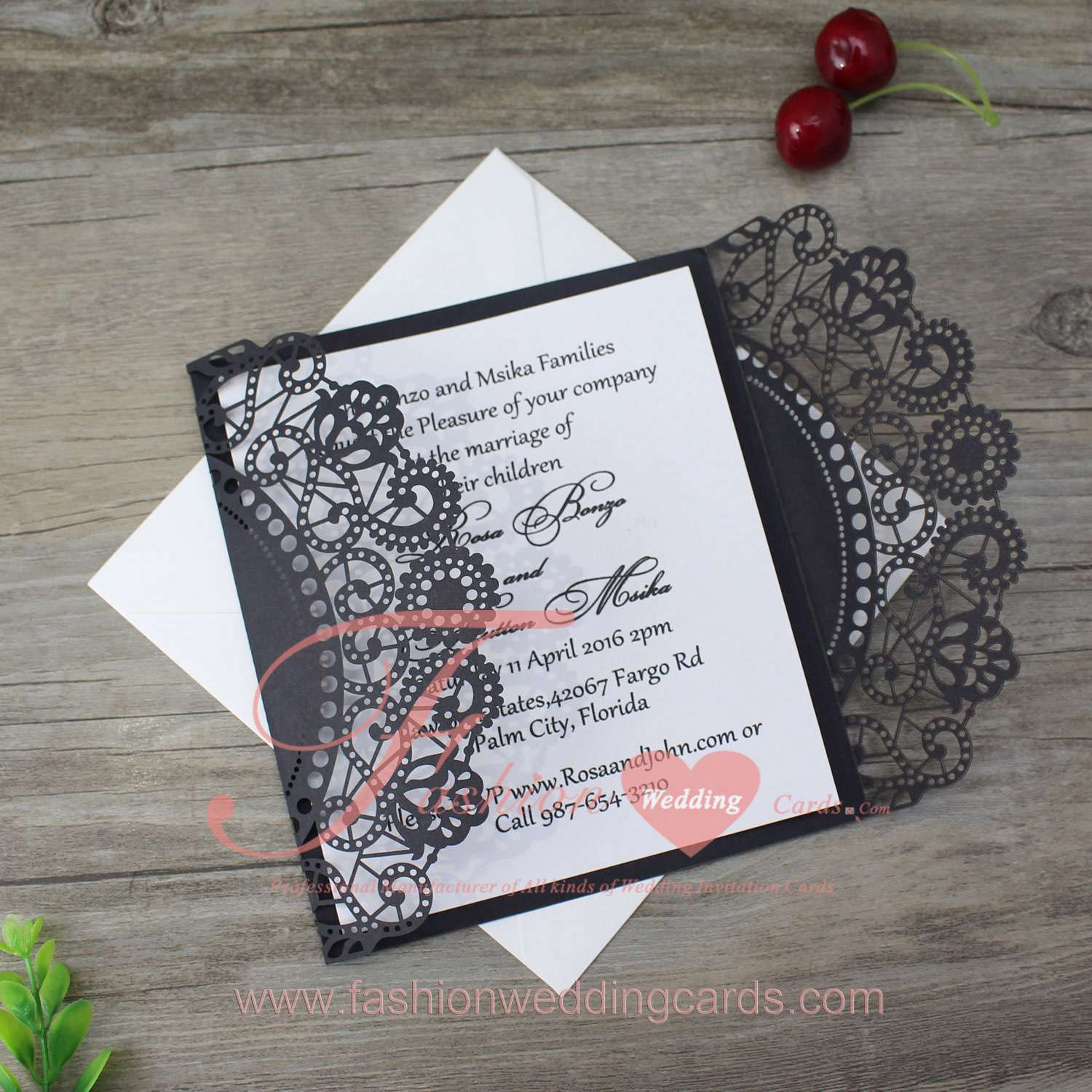 Free Printable Black Laser Cut Wedding Invitations